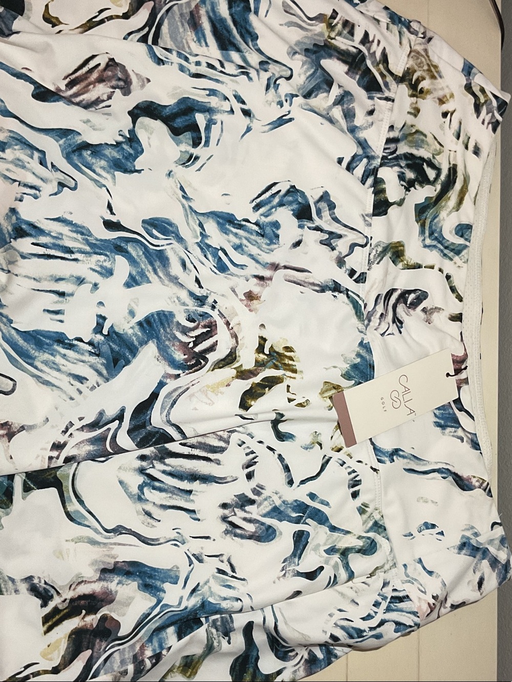 CALIA by Carrie Underwood Skort with Blue & Olive Abstract Print
